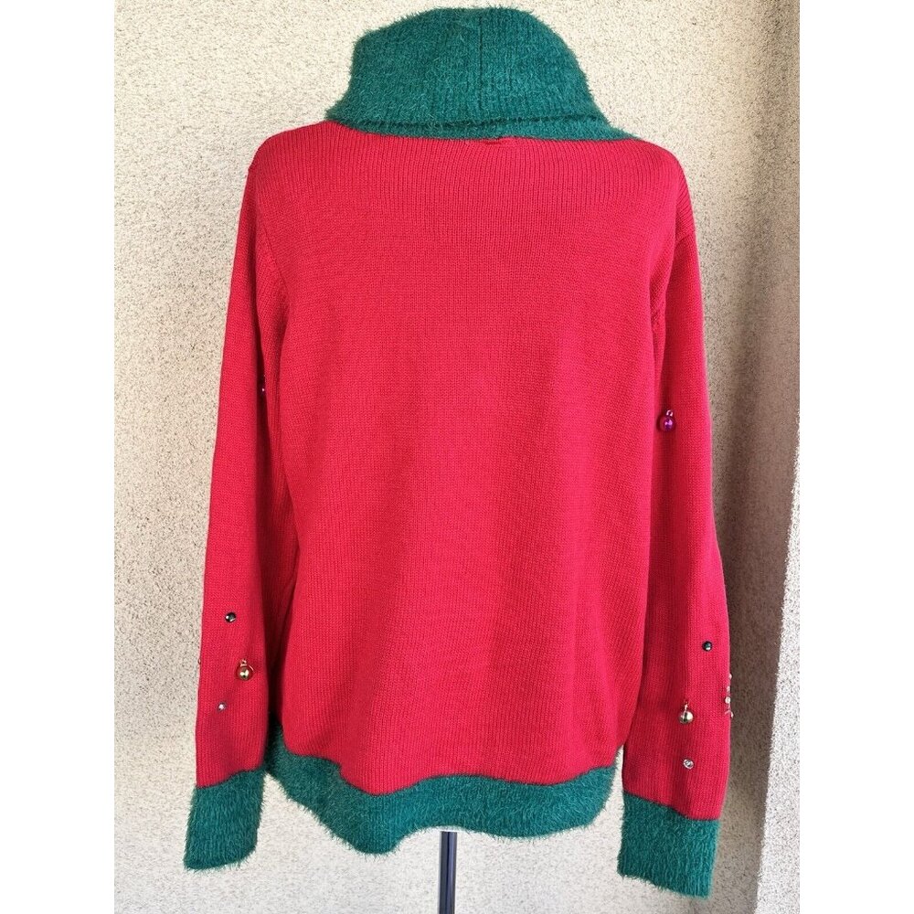 Holiday Time Fun Ugly Christmas Sweater size XL Granny Grandma core 14-16 Red - Picture 7 of 11